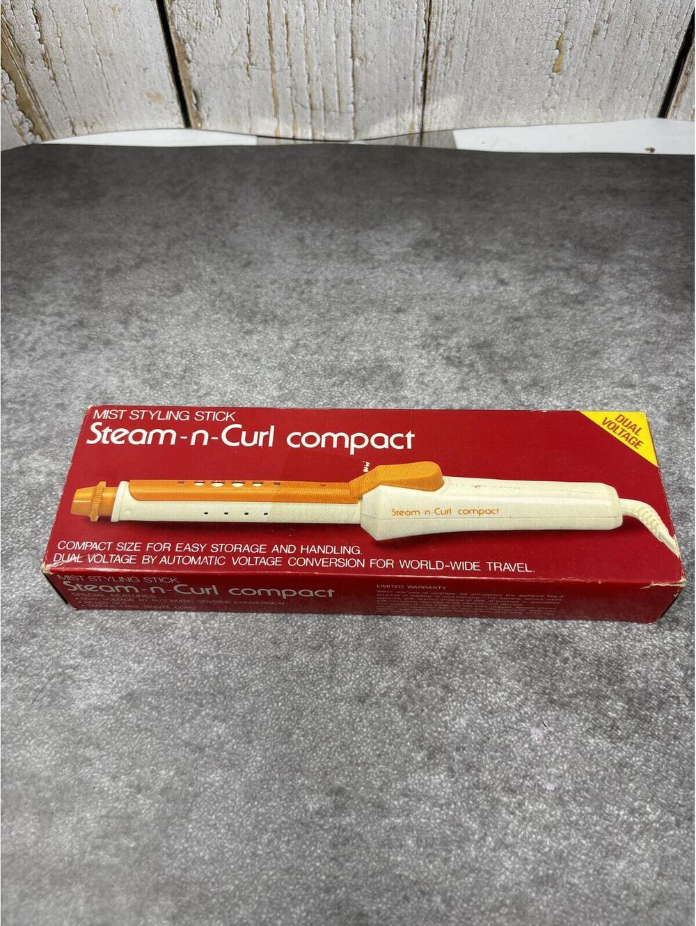 1970s Steam-n-Curl Compact Mist Curling Iron NOS Dual Voltage Travel Sanyei